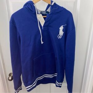 Auth Vintage POLO by RalphLauren Big Pony - Blue White Youth Hoodie Size XXL